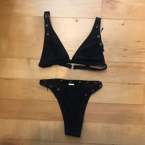 Padded black bikini with adjustable straps